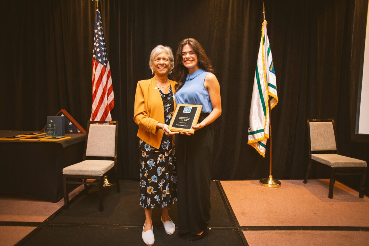 2024 Shannon Kelly Kane scholarship presentation to Elizabeth Jones by NAfME President Deb Confredo